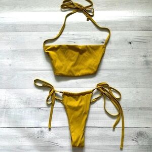Fashion Nova Mustard Sexy Two Piece Bikini Set S